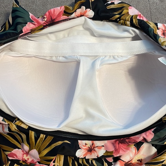 Kona Sol Black Floral One Piece Swimsuit - Picture 2 of 8